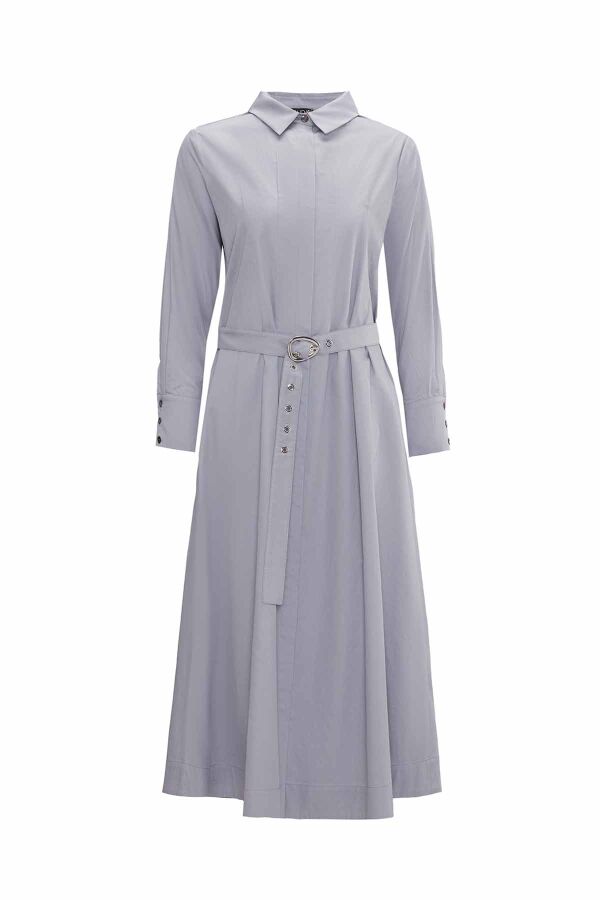 Hidden Placket Belt Dress - 6