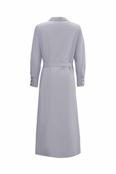 Hidden Placket Belt Dress - 7