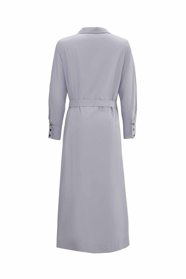 Hidden Placket Belt Dress - 7