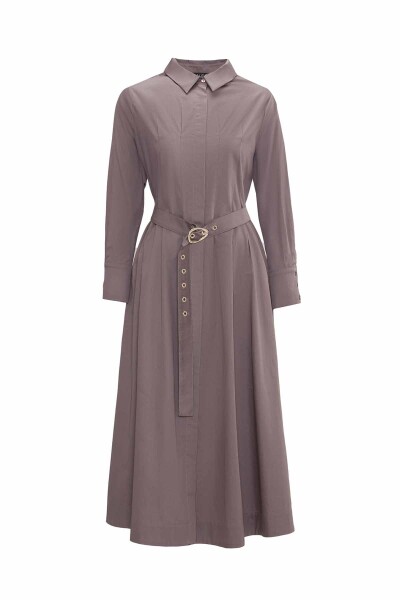 Hidden Placket Belt Dress - 1