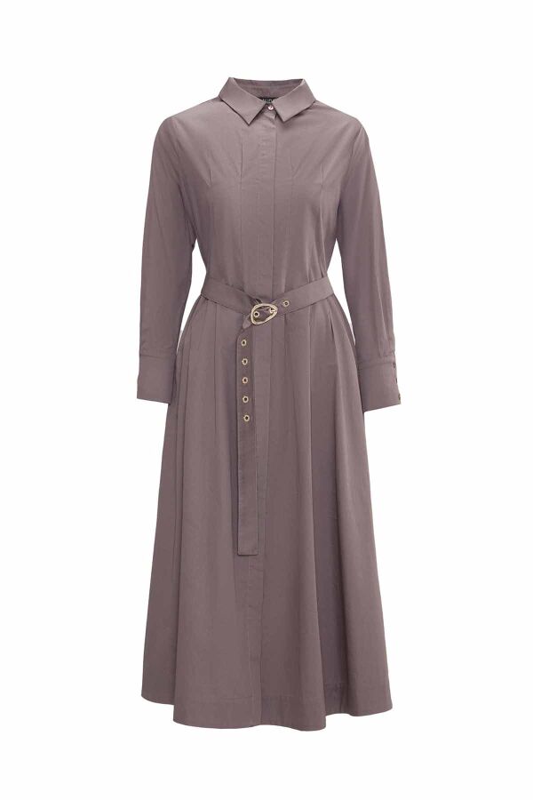 Hidden Placket Belt Dress - 1