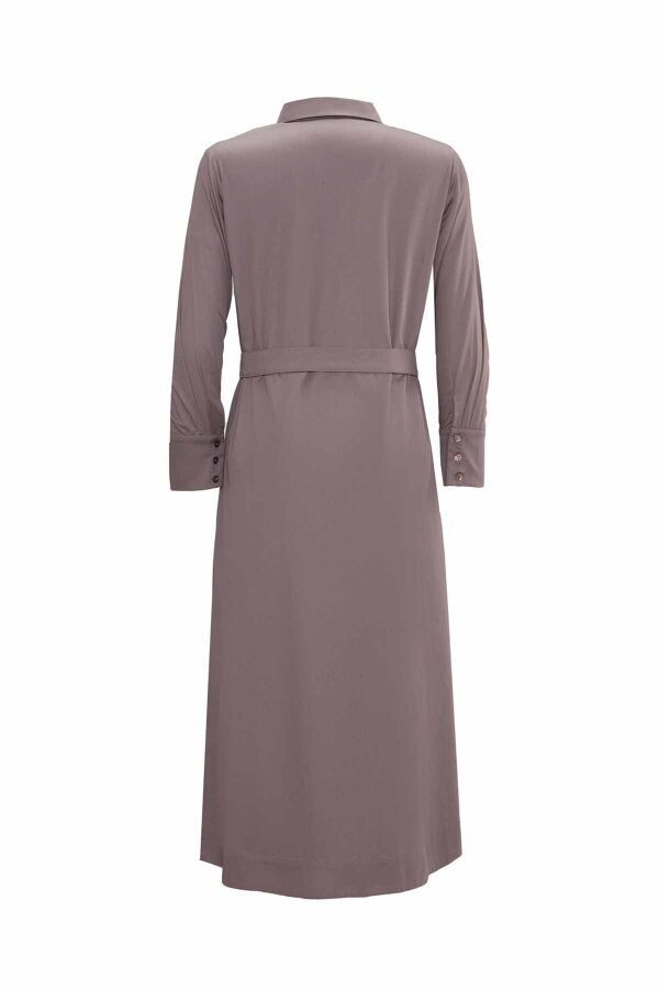Hidden Placket Belt Dress - 3