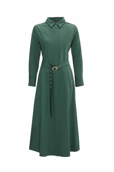 Hidden Placket Belt Dress - 8