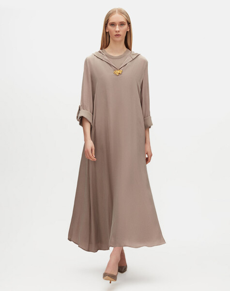 Hooded Detailed Cupro Set - 2