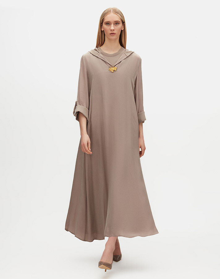 Hooded Detailed Cupro Set - 2