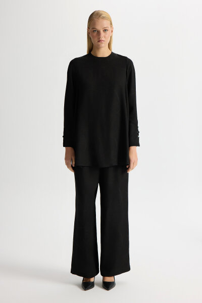 Jacquard Wide Leg Trousers - 1