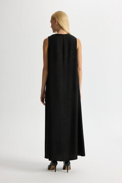 Jakarlı Kolsuz Elbise Siyah - MISS DALIDA (1)