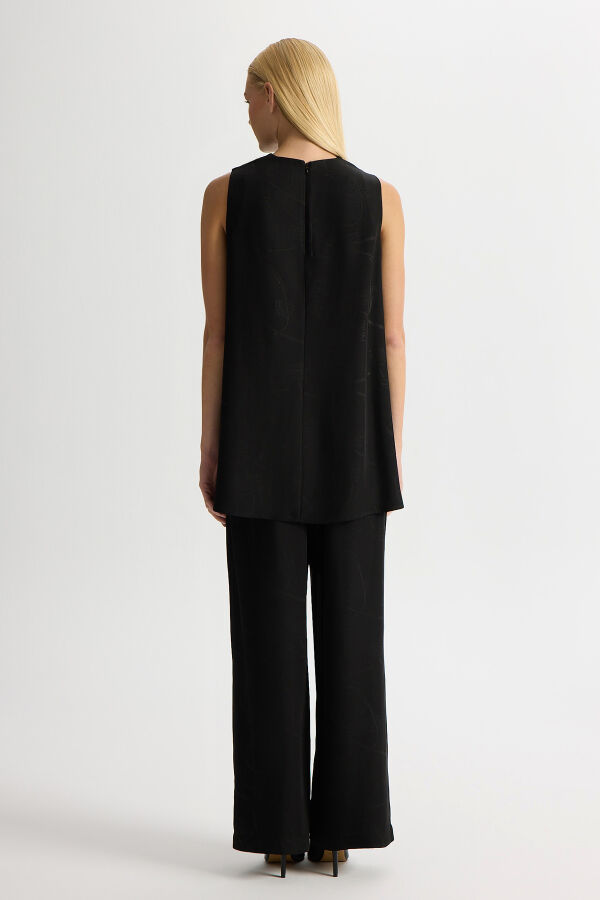 Jakarlı Kolsuz Tunik Siyah - 2