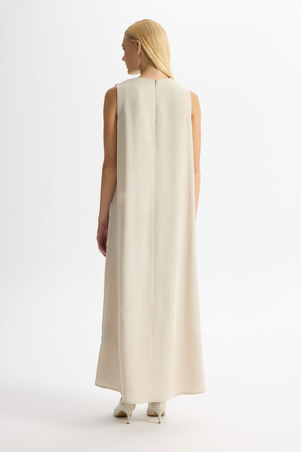 Jakarlı Kolsuz Elbise Stone - 2