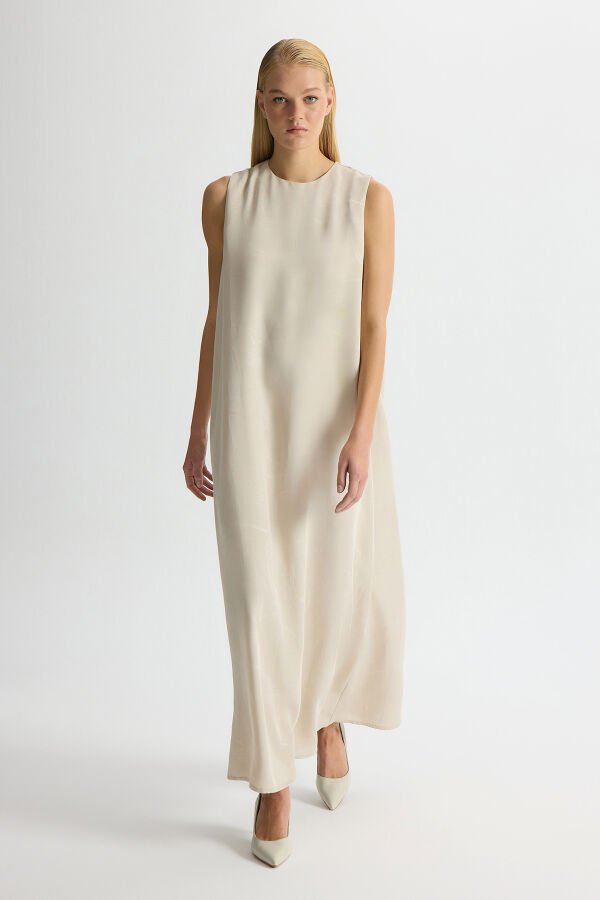 Jakarlı Kolsuz Elbise Stone - 3