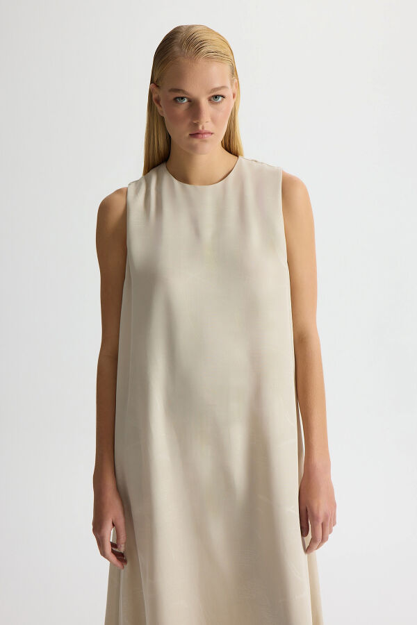 Jakarlı Kolsuz Elbise Stone - 4