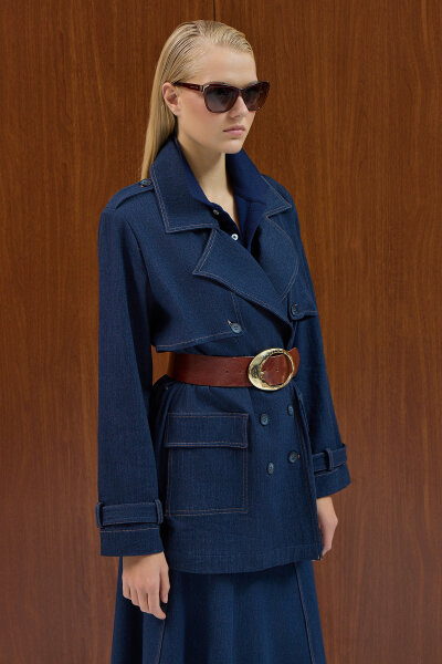 Kargo Cepli Denim Ceket Navy - MISS DALIDA (1)