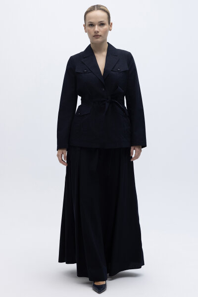 Kemer Detaylı Pamuklu Kumaş Etek Siyah - 3