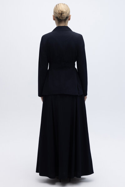 Kemer Detaylı Pamuklu Kumaş Etek Siyah - 4