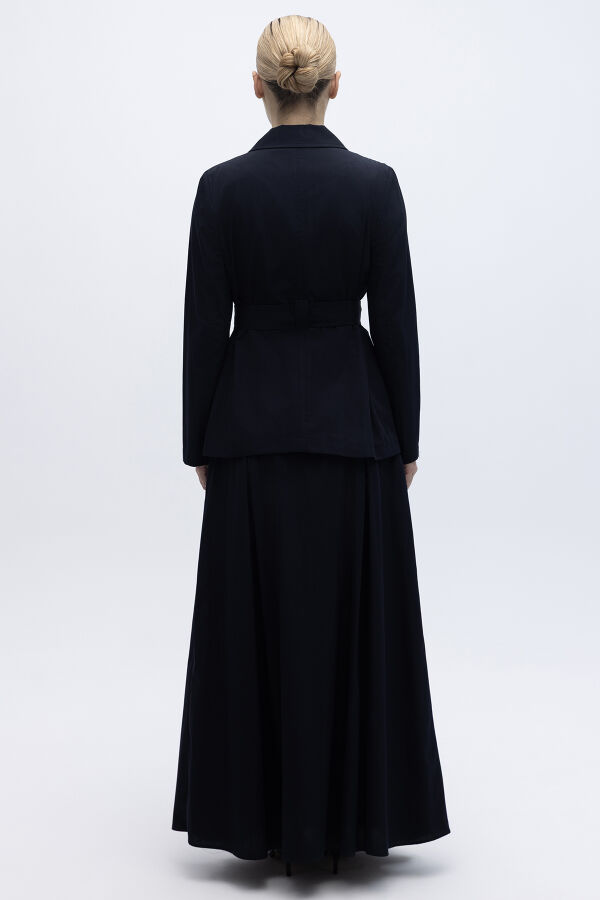 Kemer Detaylı Pamuklu Kumaş Etek Siyah - 4