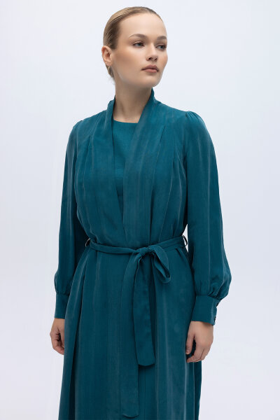 Kemer Tokalı Uzun Cupro Ceket North Sea - MISS DALIDA (1)