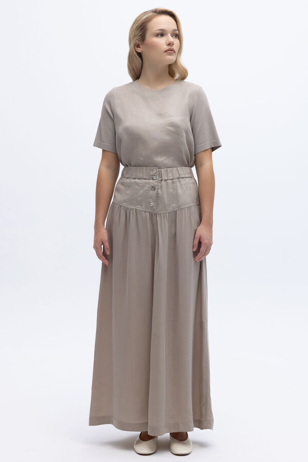 Keten Korsajlı Cupro Etek Stone - 1