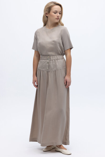 Keten Korsajlı Cupro Etek Stone - 2