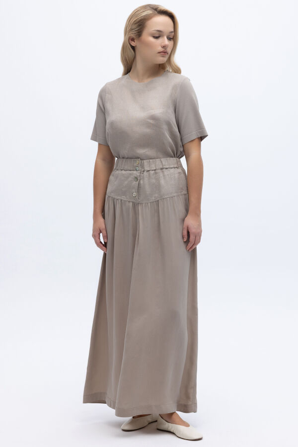 Keten Korsajlı Cupro Etek Stone - 2