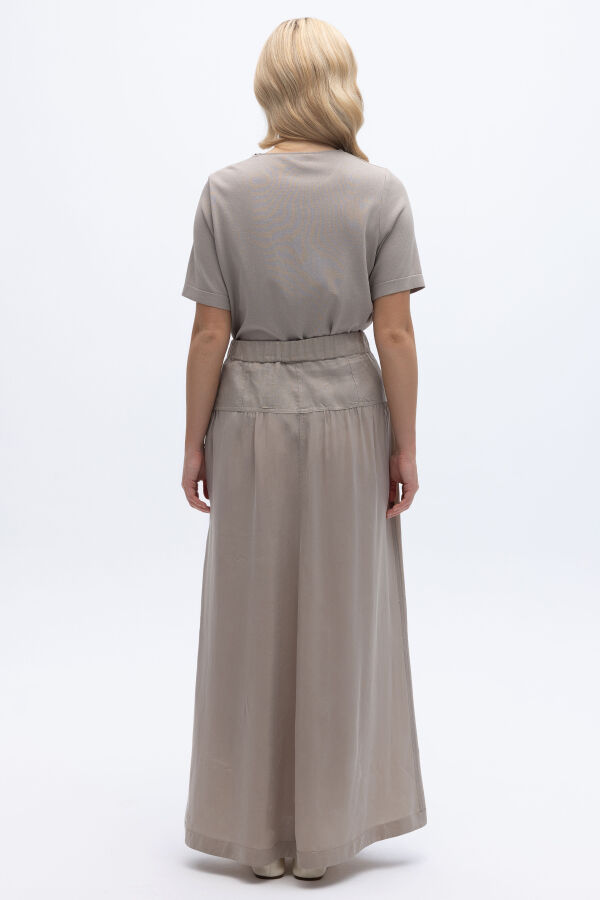 Keten Korsajlı Cupro Etek Stone - 3