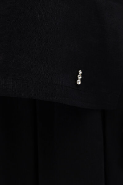 Kısa Kollu Keten Basic Tunik Siyah - MISS DALIDA (1)