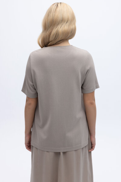 Kısa Kollu Keten Basic Tunik Stone - 3