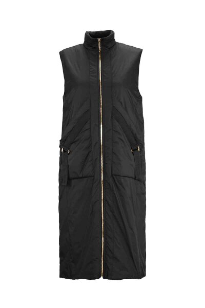 Knit-Lined Rainproof Black Vest - MISS DALIDA