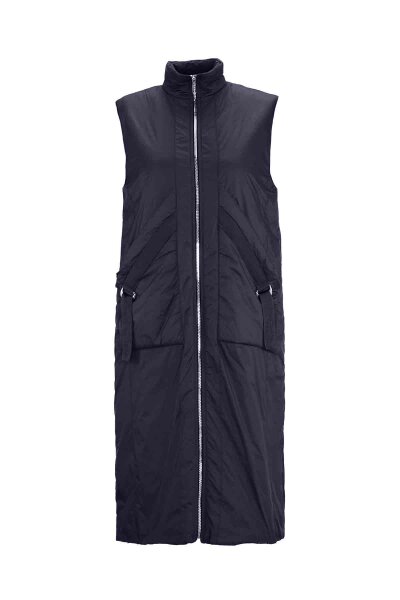 Knit-Lined Rainproof Navy Vest | Miss Dalida 
