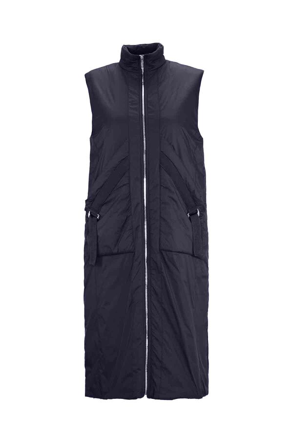 Knit-Lined Rainproof Navy Vest | Miss Dalida - 1