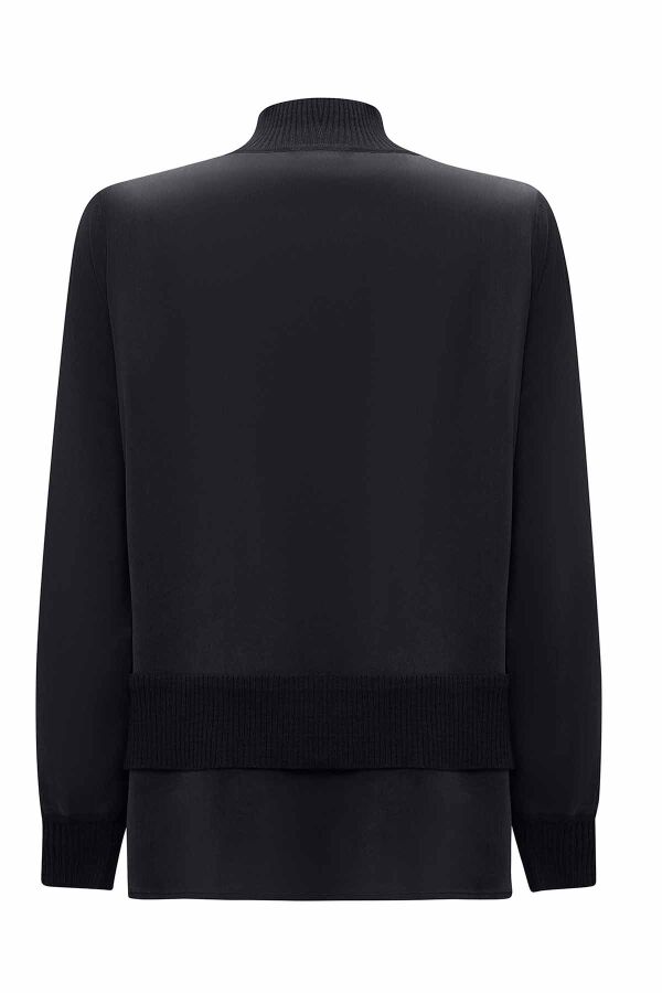 Knitted Band Detailed Cupro Tunic - 2