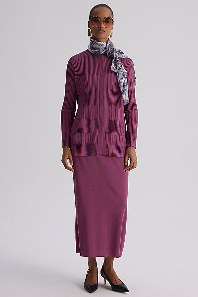 Knitted Dress Cardigan Set Orchid - 2