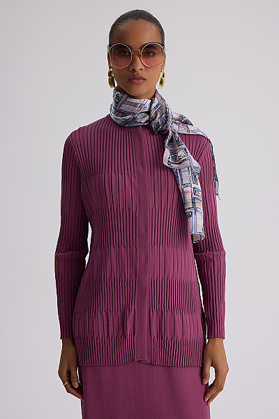 Knitted Dress Cardigan Set Orchid - 3