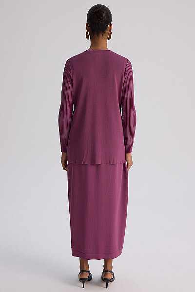 Knitted Dress Cardigan Set Orchid - 7