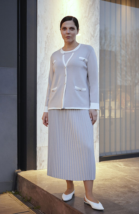 T23Y-2012 Knitwear Pleated Skirt - Elegant - 1