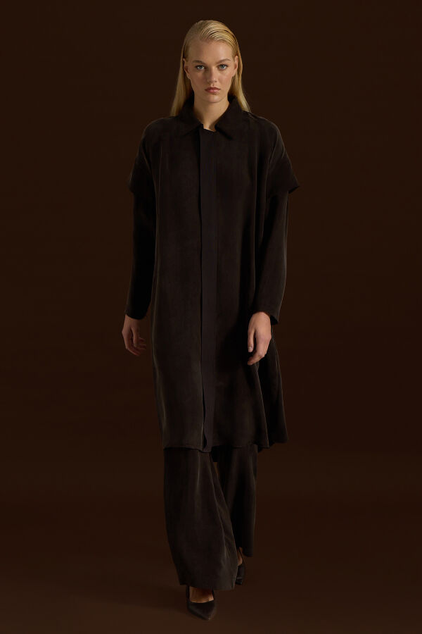 Cupro Cape with Sleeve Detail - 1