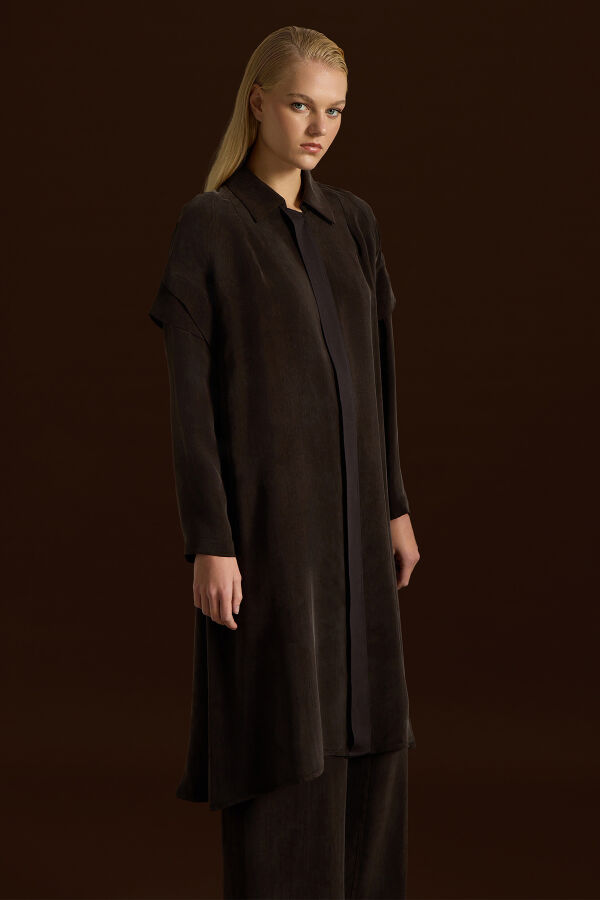 Cupro Cape with Sleeve Detail - 4