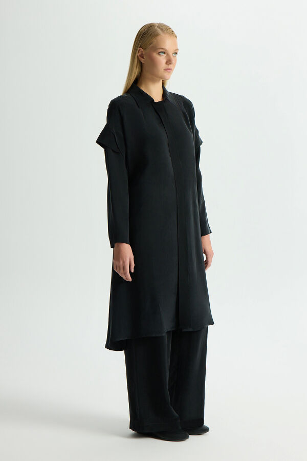 Kol Detaylı Cupro Kap Siyah - 2