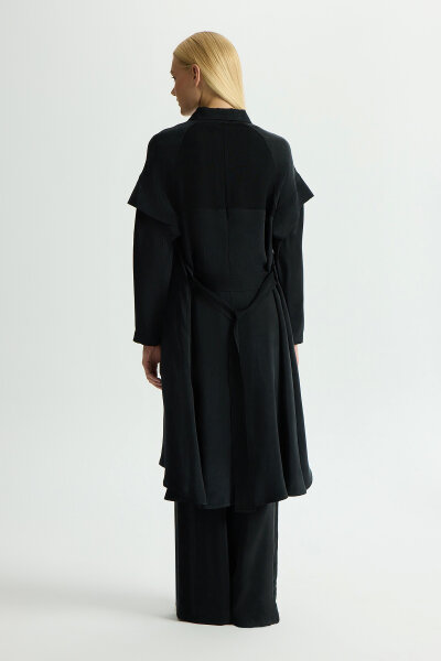 Kol Detaylı Cupro Kap Siyah - 3