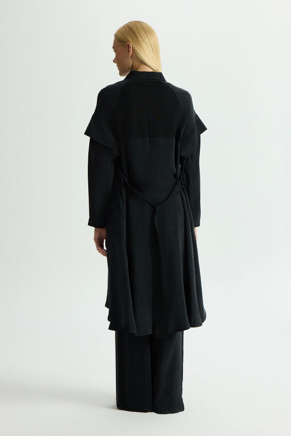 Kol Detaylı Cupro Kap Siyah - 3