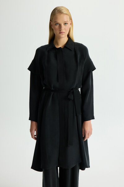 Cupro Cape with Sleeve Detail 
