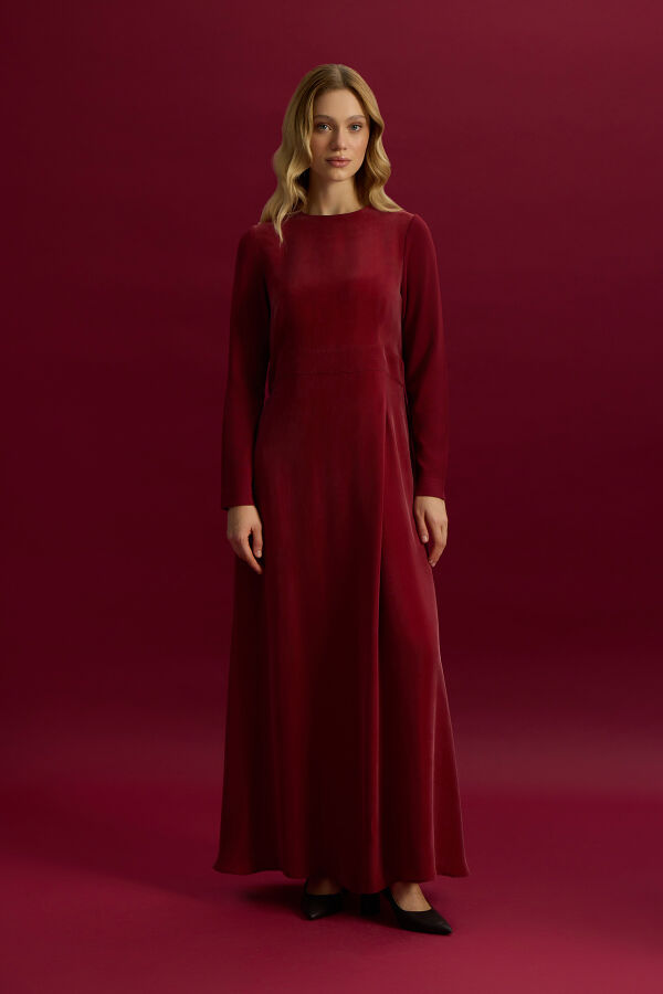 Knitted Cupro Long Dress with Sleeves - 1