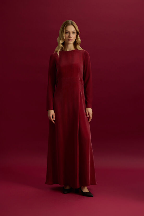 Knitted Cupro Long Dress with Sleeves - 2