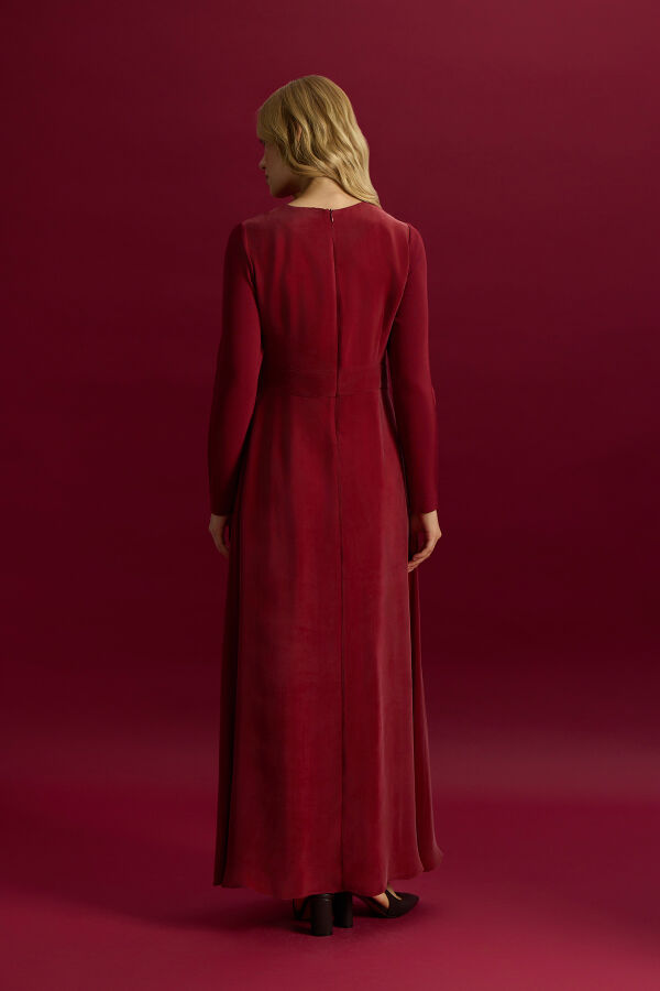 Knitted Cupro Long Dress with Sleeves - 3