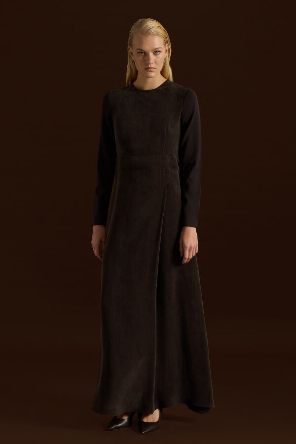 Knitted Cupro Long Dress with Sleeves - 1