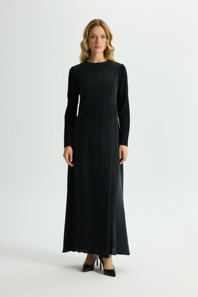 Knitted Cupro Long Dress with Sleeves 