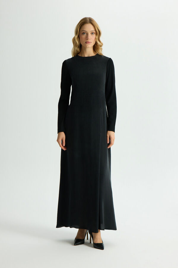 Knitted Cupro Long Dress with Sleeves - 1