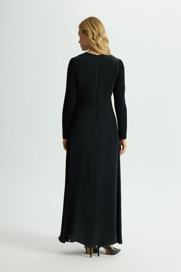 Knitted Cupro Long Dress with Sleeves - 4