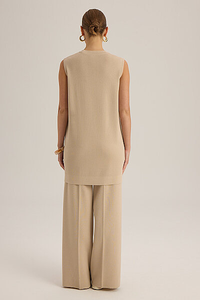  Kolsuz Basic Triko Tunik Bej - 6