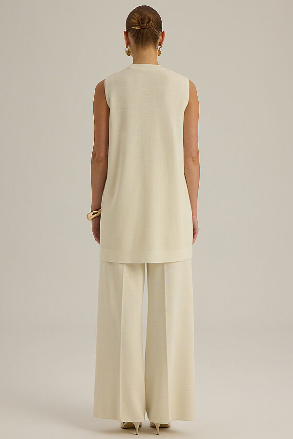  Kolsuz Basic Triko Tunik Ekru - 7