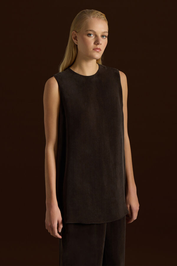 Sleeveless Cupro Tunic - 1